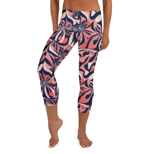 Navy Petal Voltage on a Capri Leggings