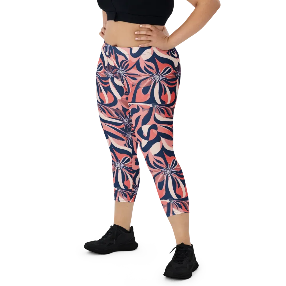 Navy Petal Voltage on Capri Leggings — Front