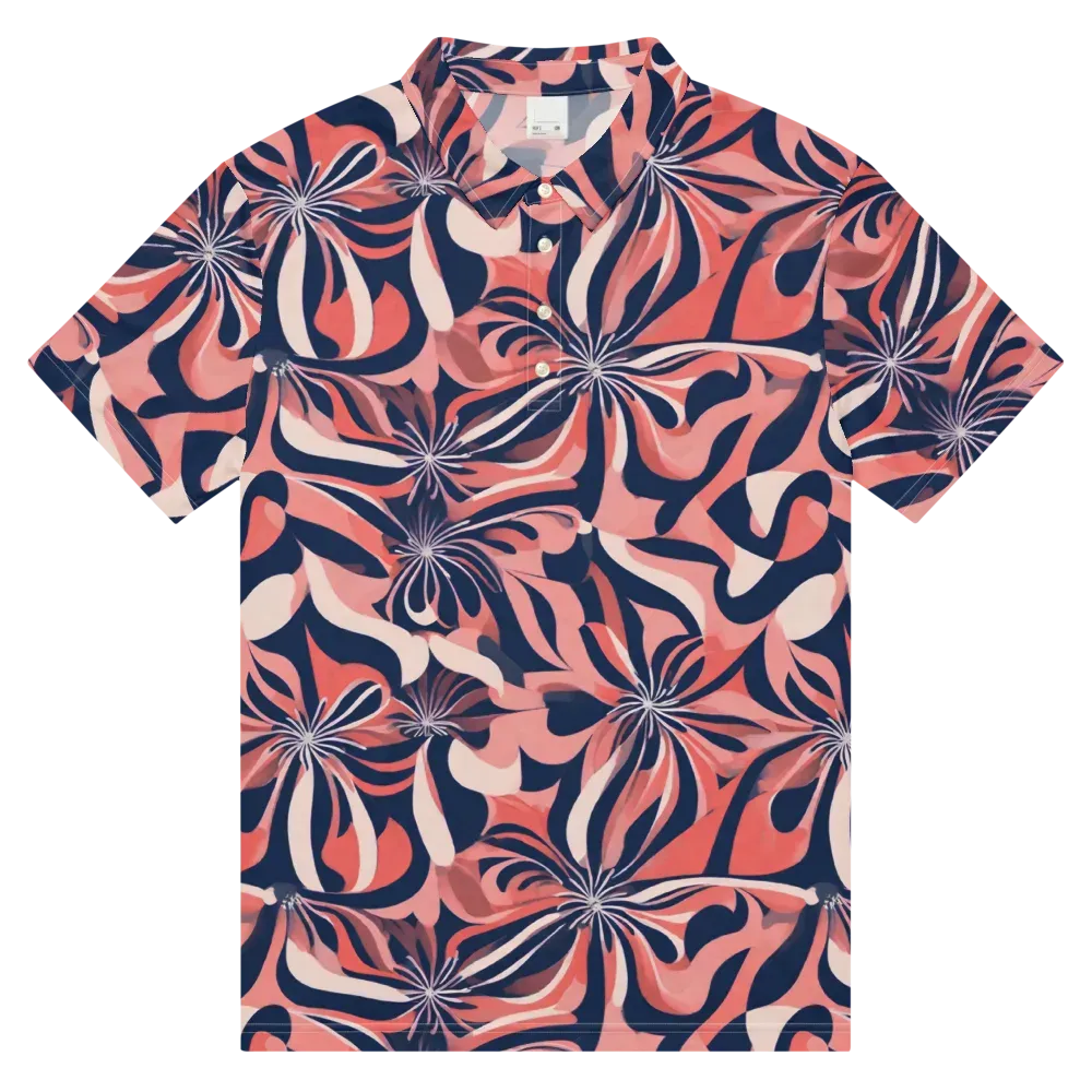 Navy Petal Voltage on Men's Slim Fit Polo Shirt — Front