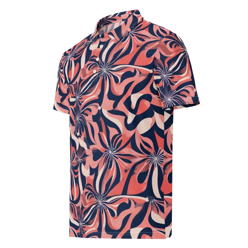 Navy Petal Voltage on Men's Slim Fit Polo Shirt — Left Front
