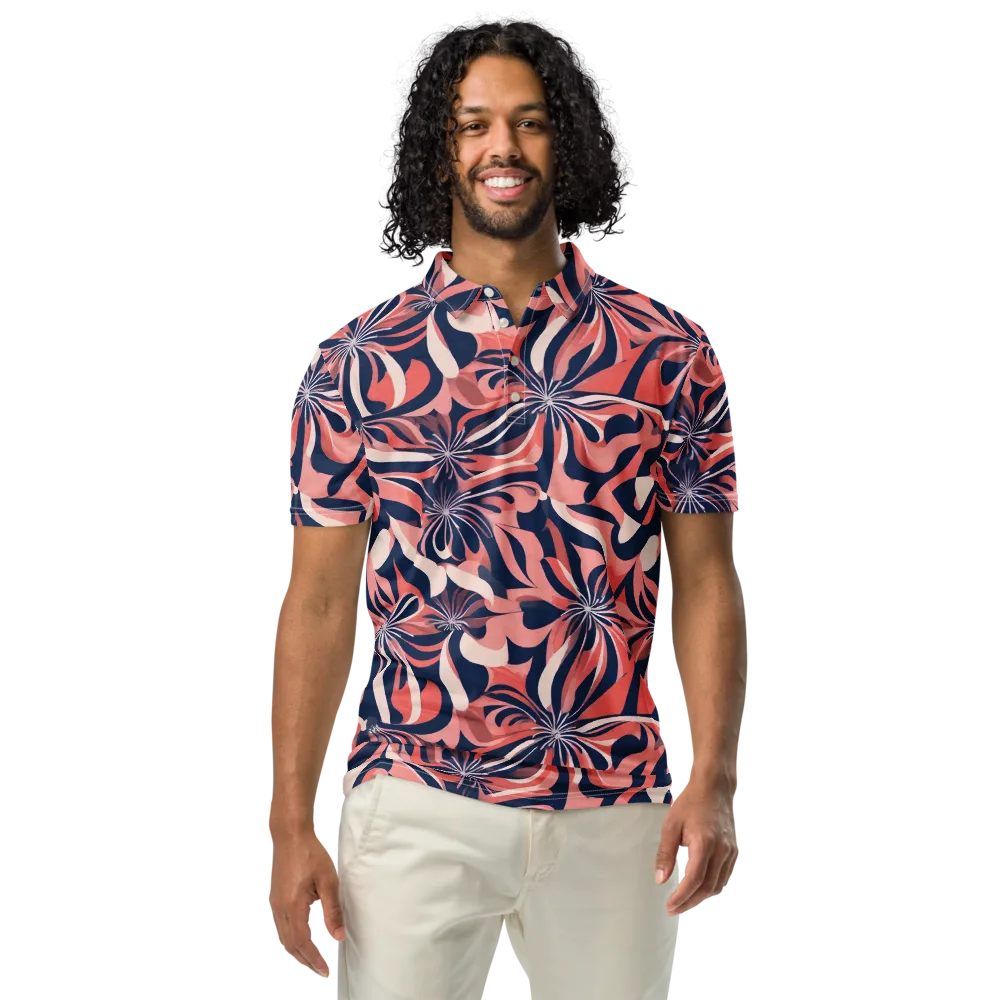 Navy Petal Voltage on Men's Slim Fit Polo Shirt — Front