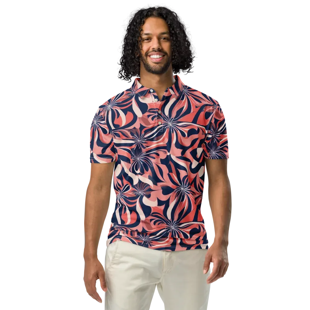 Navy Petal Voltage on Men's Slim Fit Polo Shirt — Front