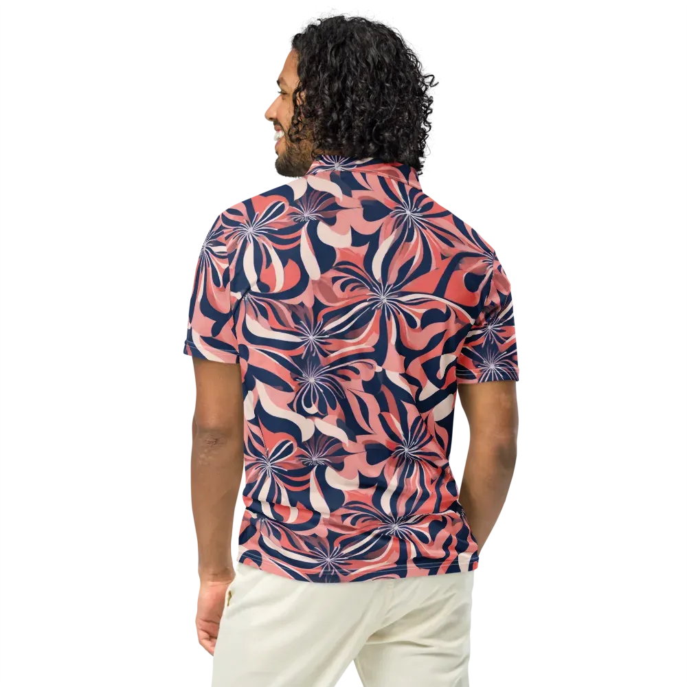 Navy Petal Voltage on Men's Slim Fit Polo Shirt — Back