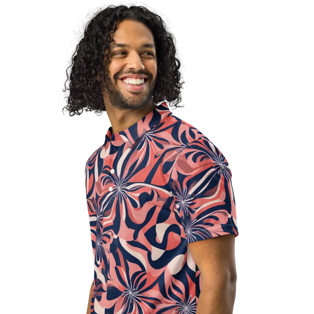 Navy Petal Voltage on Men's Slim Fit Polo Shirt — Left Front