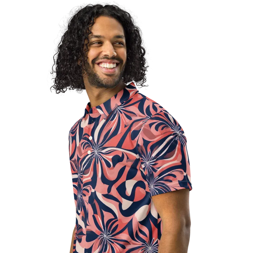 Navy Petal Voltage on Men's Slim Fit Polo Shirt — Left Front