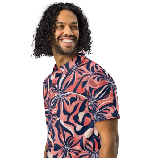 Navy Petal Voltage on a Men's Slim Fit Polo Shirt