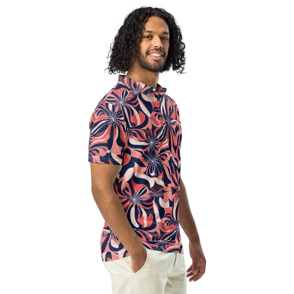 Navy Petal Voltage on Men's Slim Fit Polo Shirt — Right Front