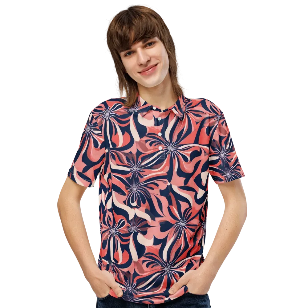 Navy Petal Voltage on Men's Slim Fit Polo Shirt — Front