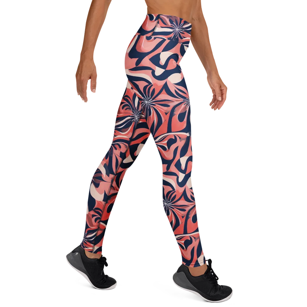 Navy Petal Voltage on Yoga Leggings — Right