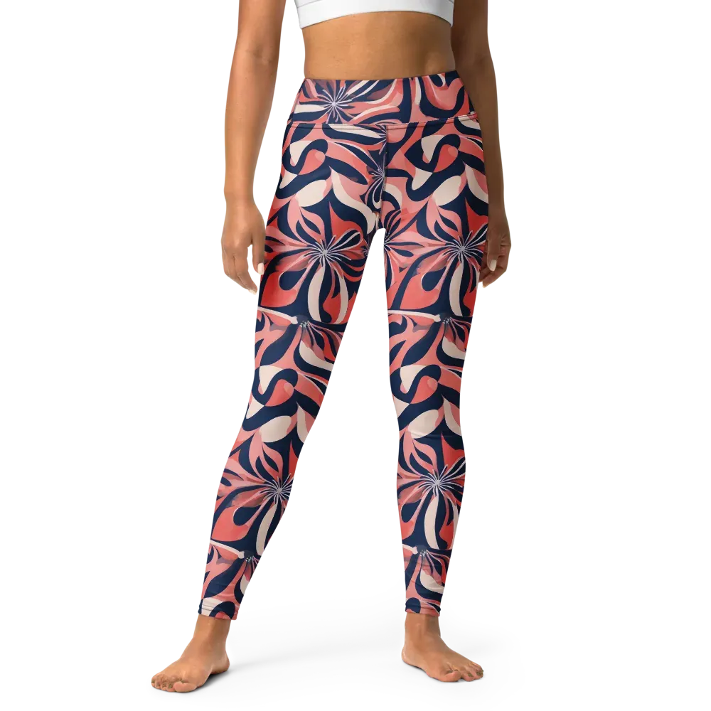 Navy Petal Voltage on Yoga Leggings — Front