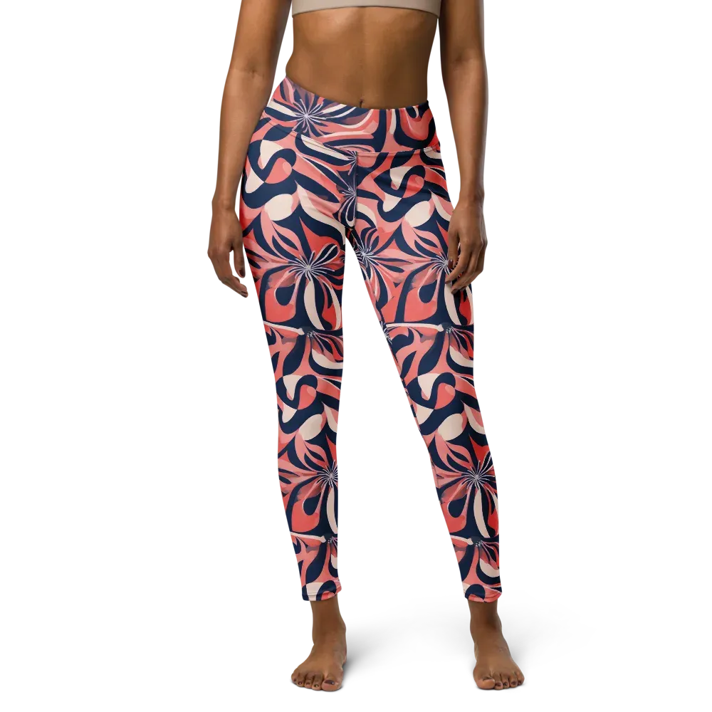 Navy Petal Voltage on Yoga Leggings — Front