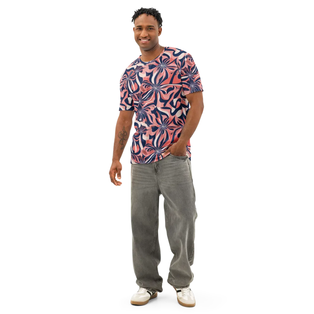 Navy Petal Voltage on Men's Cotton Crew Neck T-Shirt — Front