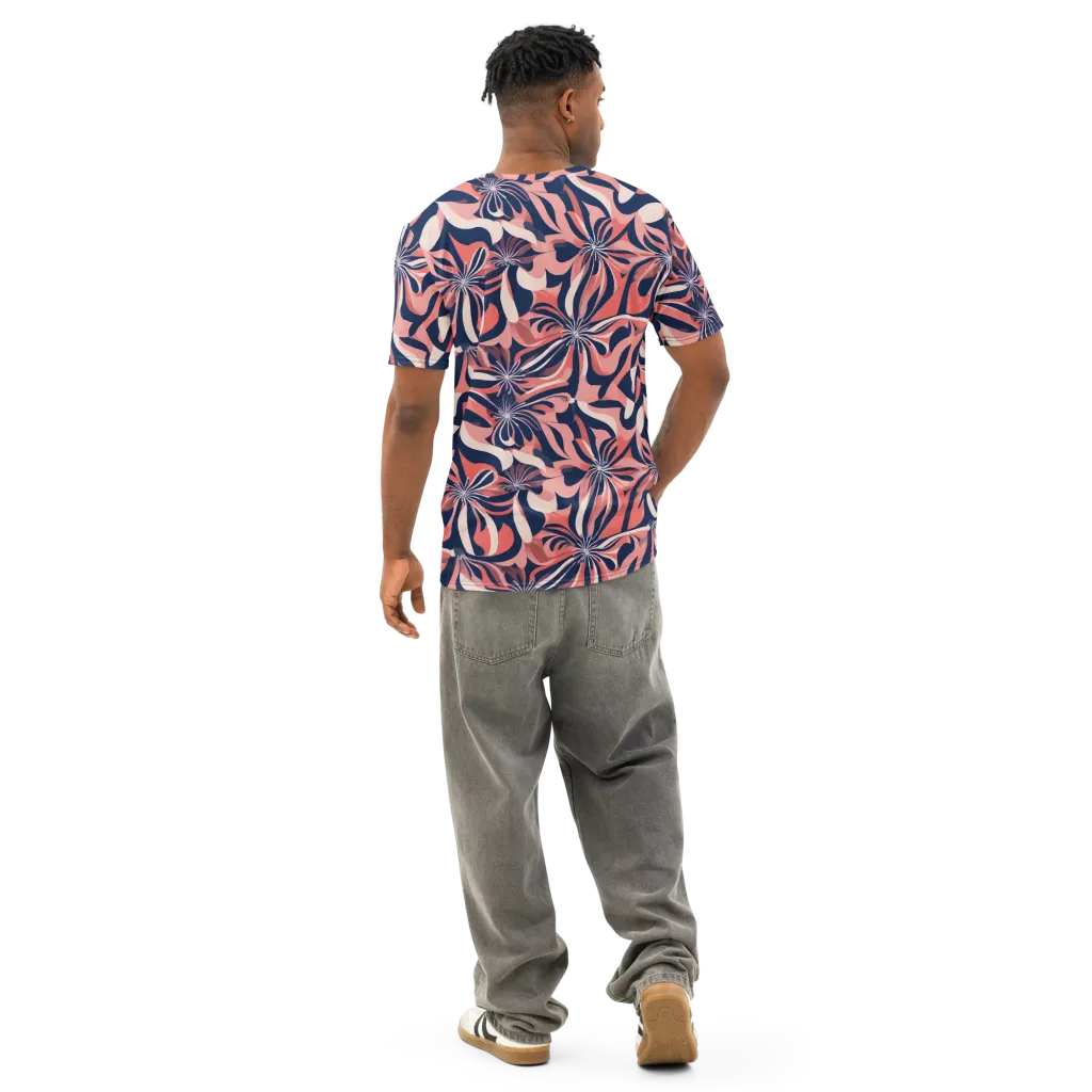 Navy Petal Voltage on Men's Cotton Crew Neck T-Shirt — Back