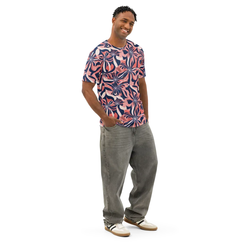 Navy Petal Voltage on Men's Cotton Crew Neck T-Shirt — Right Front