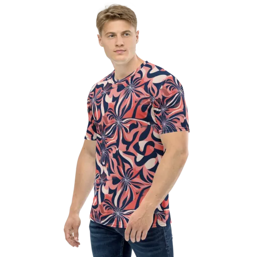 Navy Petal Voltage on a Men's Crew Neck T-Shirt