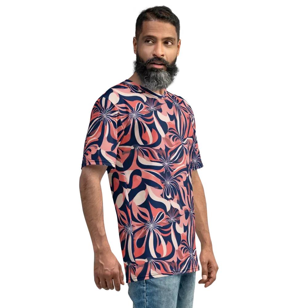 Navy Petal Voltage on Men's Crew Neck T-Shirt — Right