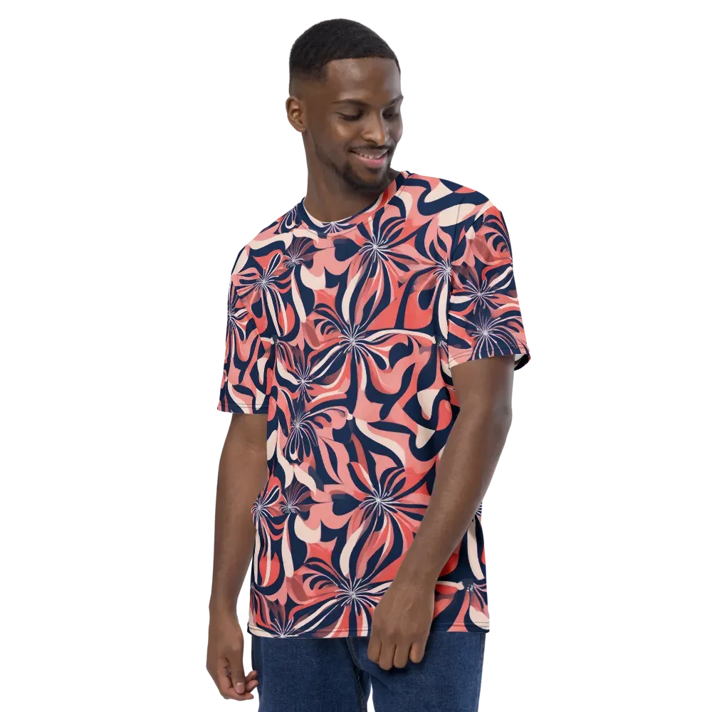 Navy Petal Voltage on Men's Crew Neck T-Shirt — Left