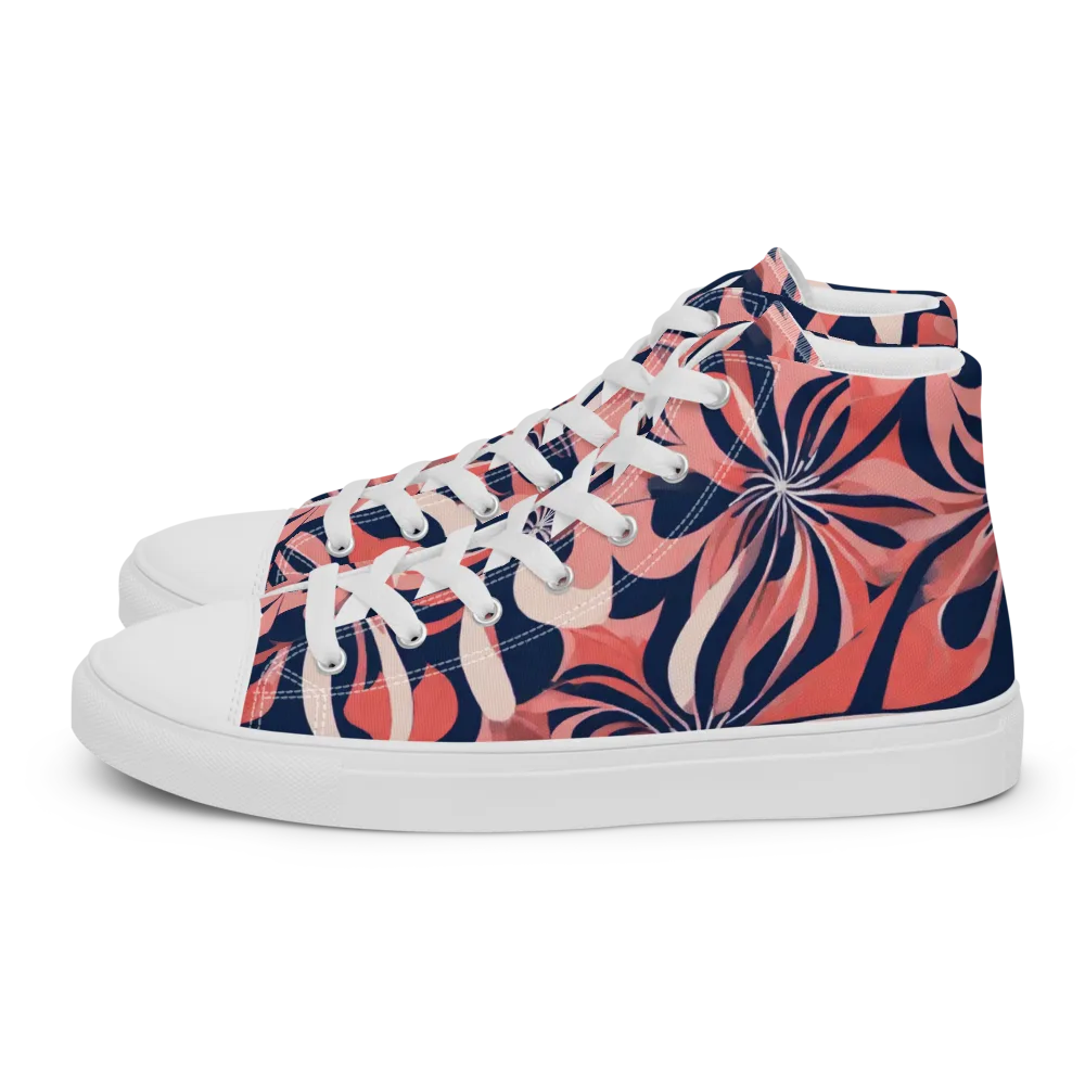 Navy Petal Voltage on Men's High Top Canvas Shoes — Left