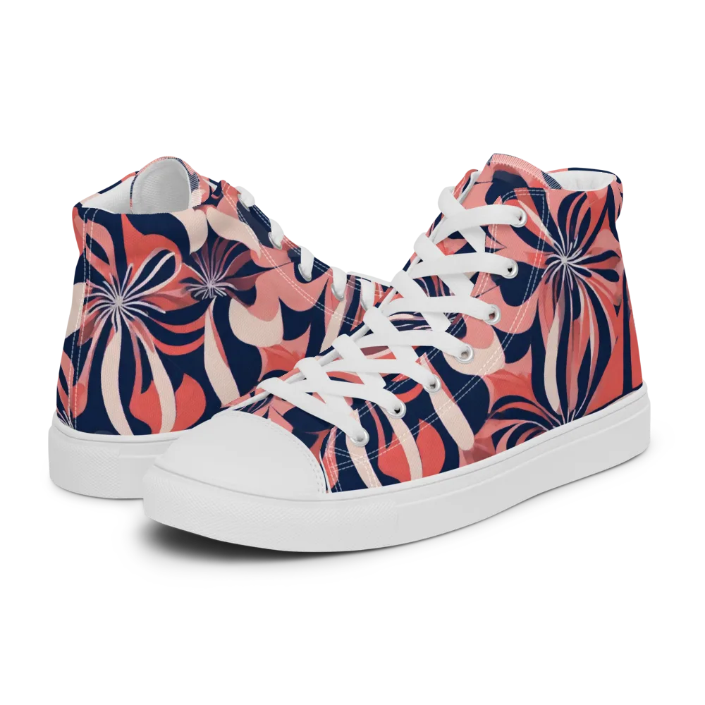 Navy Petal Voltage on Men's High Top Canvas Shoes — Left