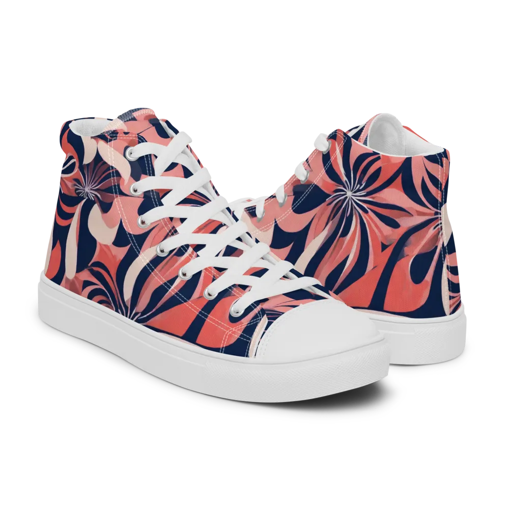 Navy Petal Voltage on Men's High Top Canvas Shoes — Right