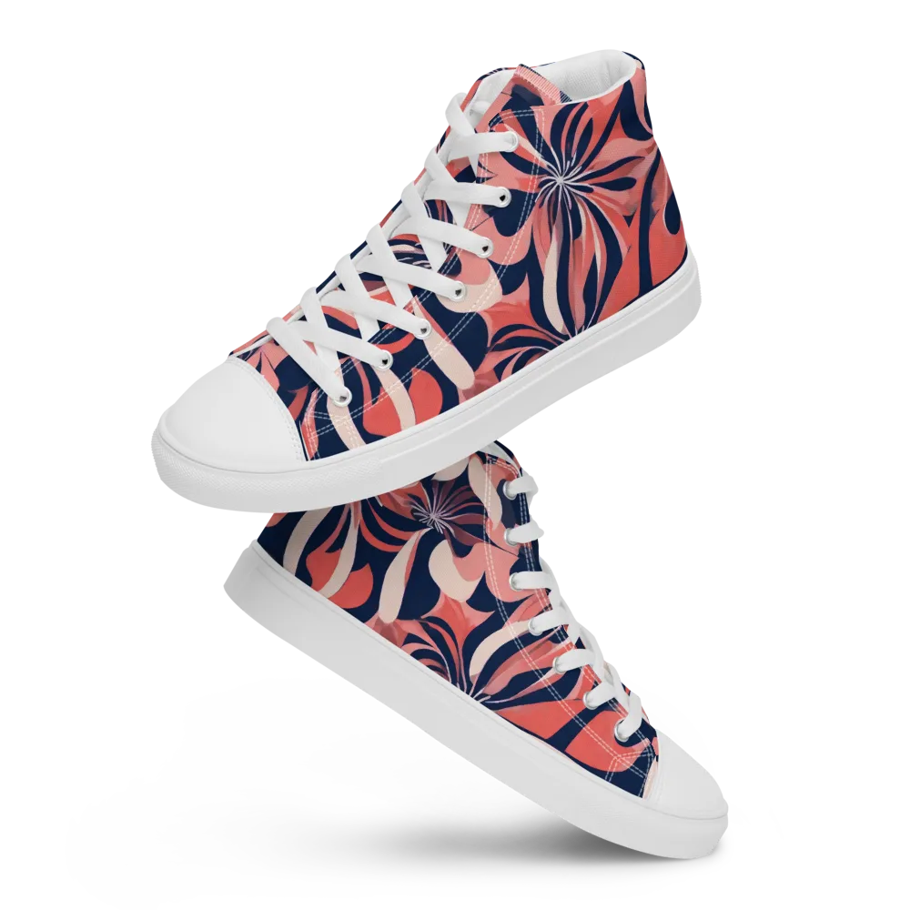 Navy Petal Voltage on Men's High Top Canvas Shoes — Front