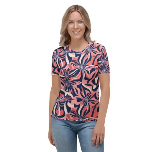 Navy Petal Voltage on a Women's Crew Neck T-Shirt