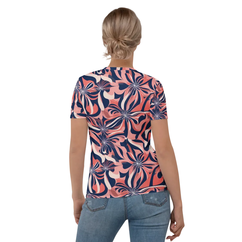 Navy Petal Voltage on Women's Crew Neck T-Shirt — Back