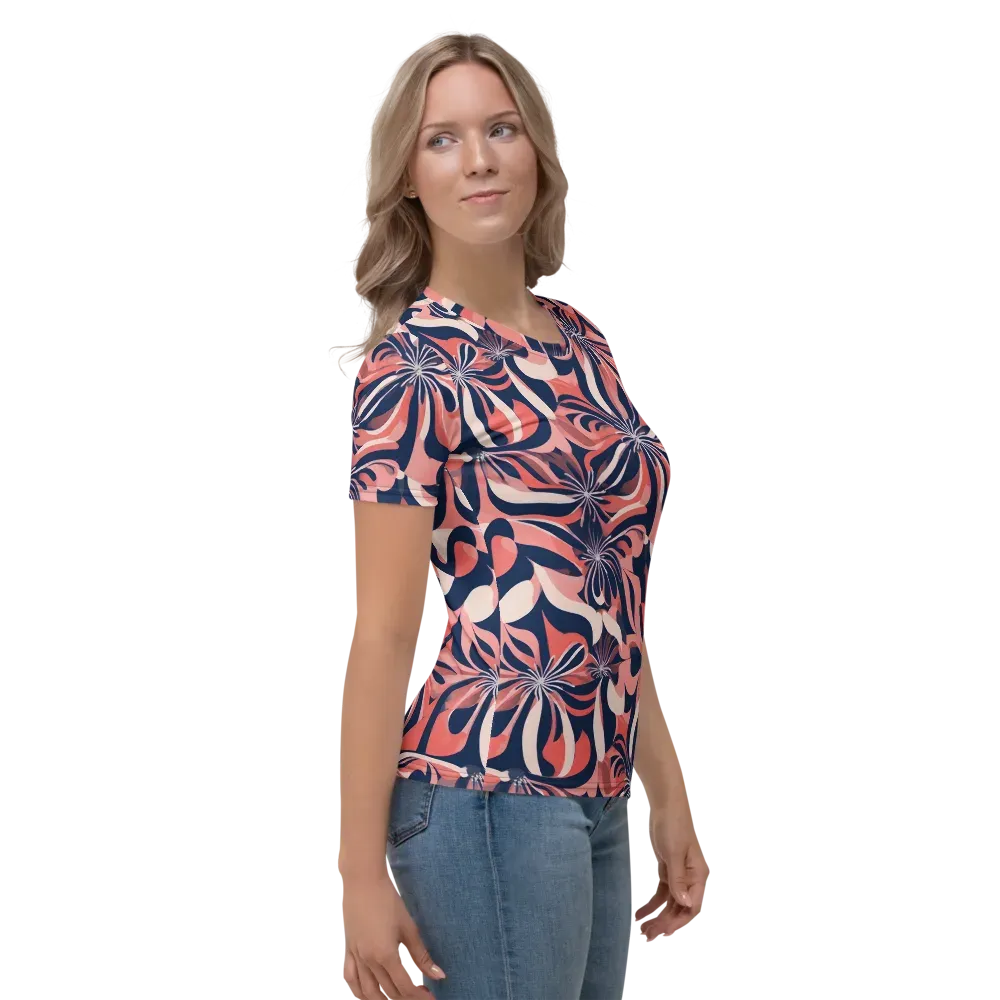 Navy Petal Voltage on Women's Crew Neck T-Shirt — Right