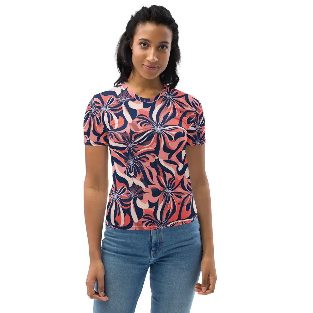 Navy Petal Voltage on Women's Crew Neck T-Shirt — Front