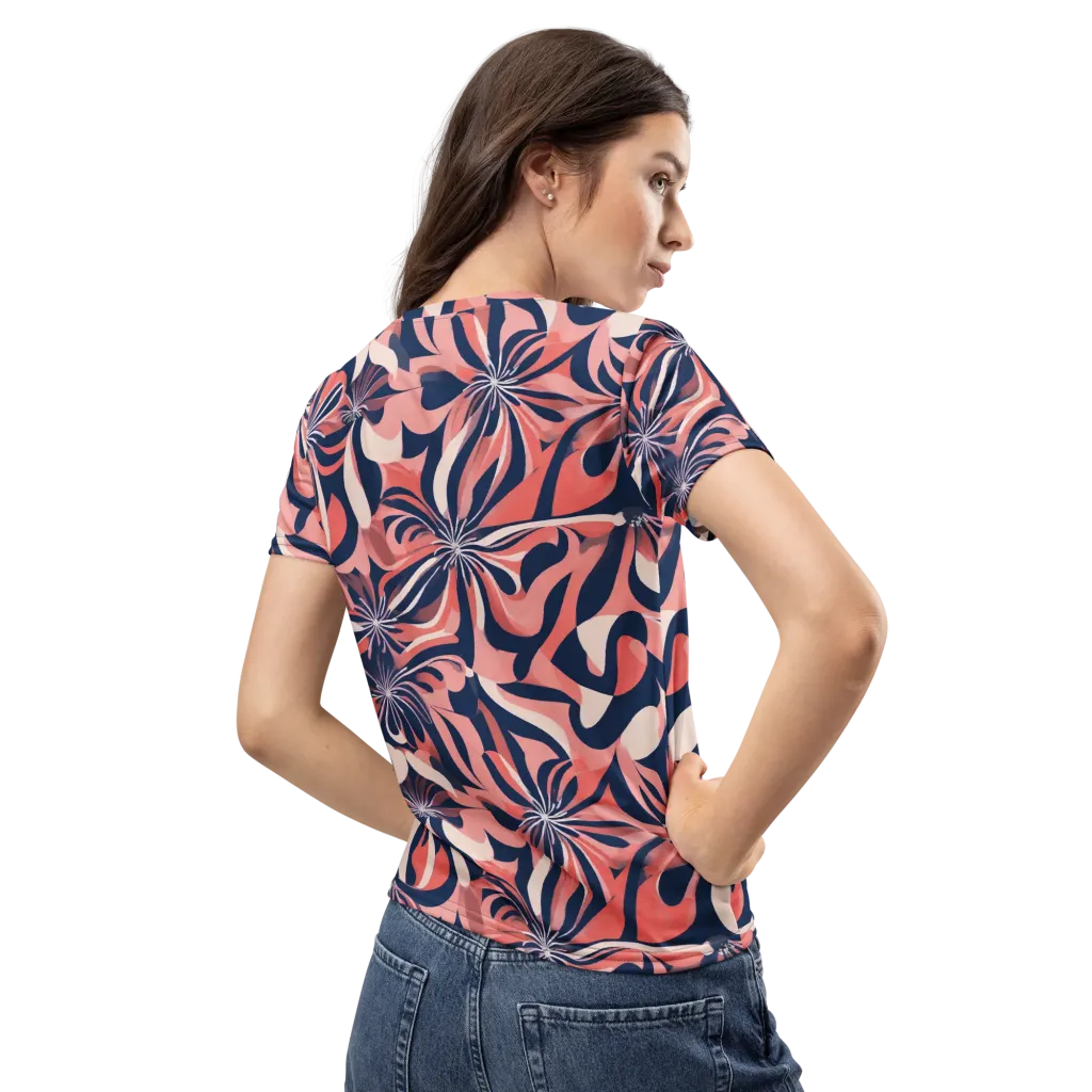 Navy Petal Voltage on Women's Crew Neck T-Shirt — Back