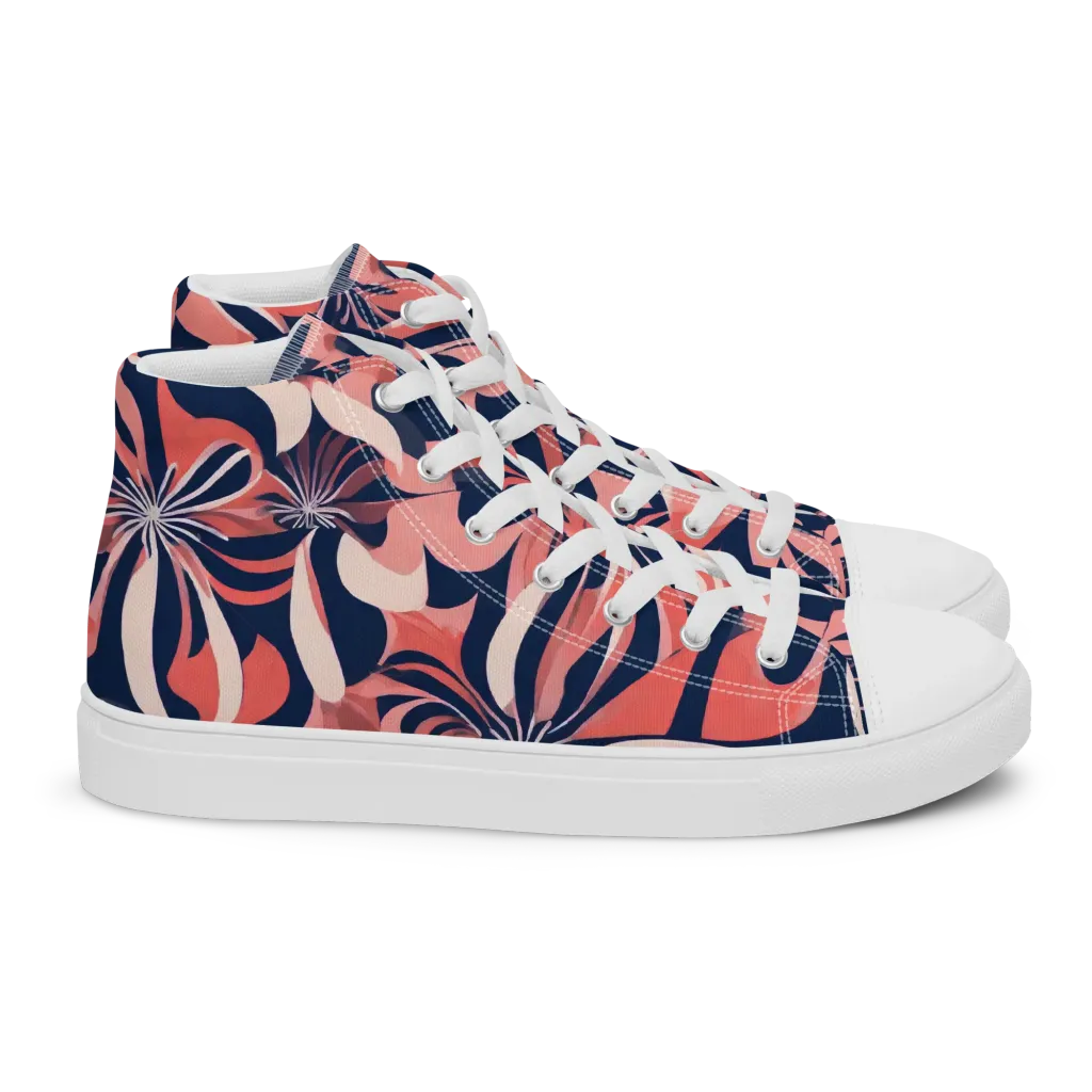 Navy Petal Voltage on Women's High Top Canvas Shoes — Right