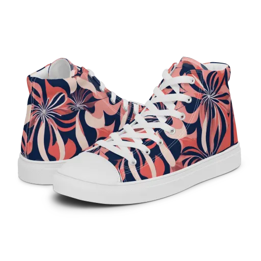 Navy Petal Voltage on a Women's High Top Canvas Shoes
