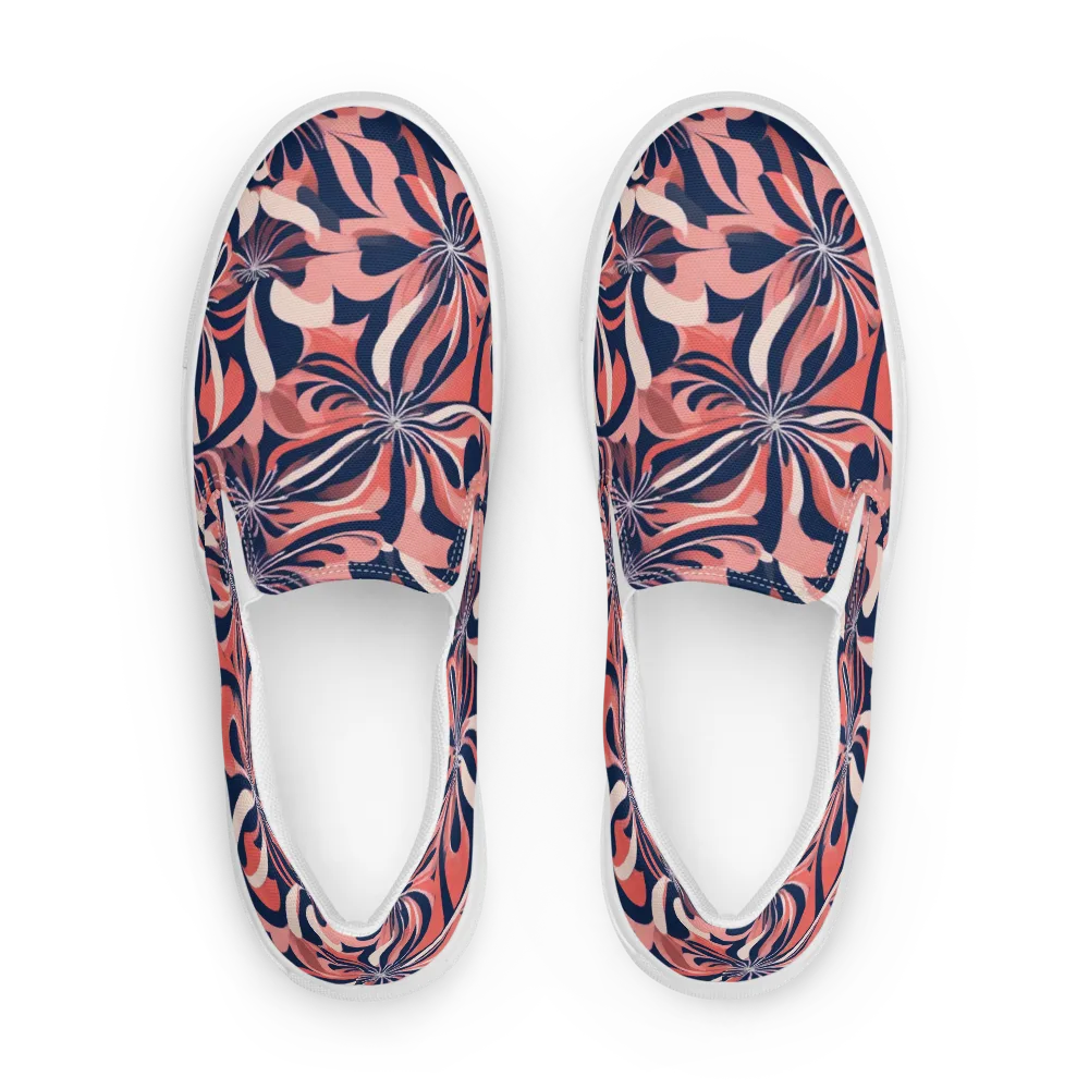Navy Petal Voltage on Men's Slip-On Canvas Shoes — Front