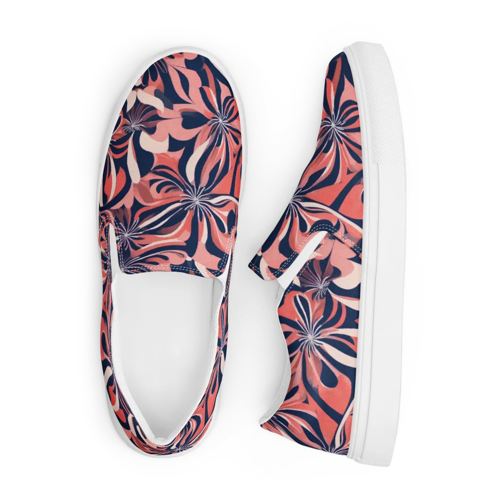 Navy Petal Voltage on Men's Slip-On Canvas Shoes — Front