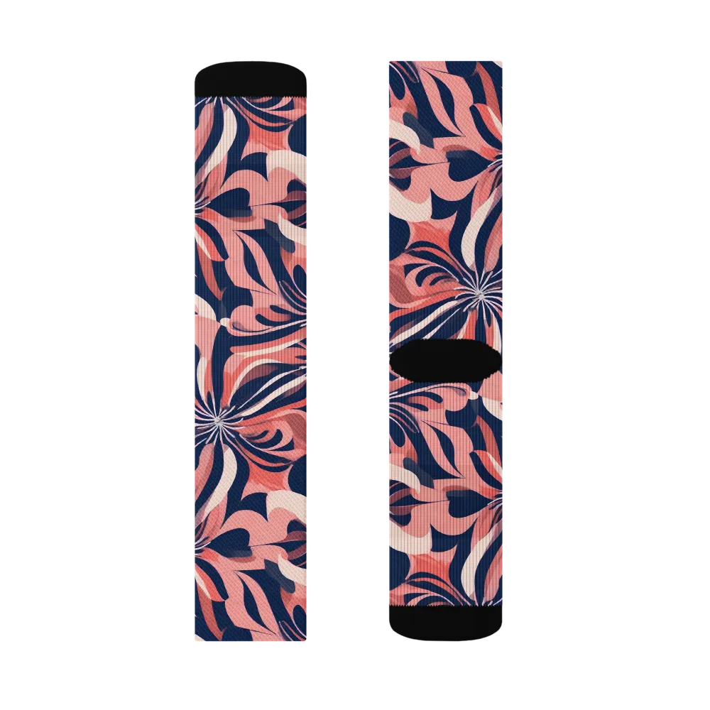 Navy Petal Voltage on Socks — Left Sock