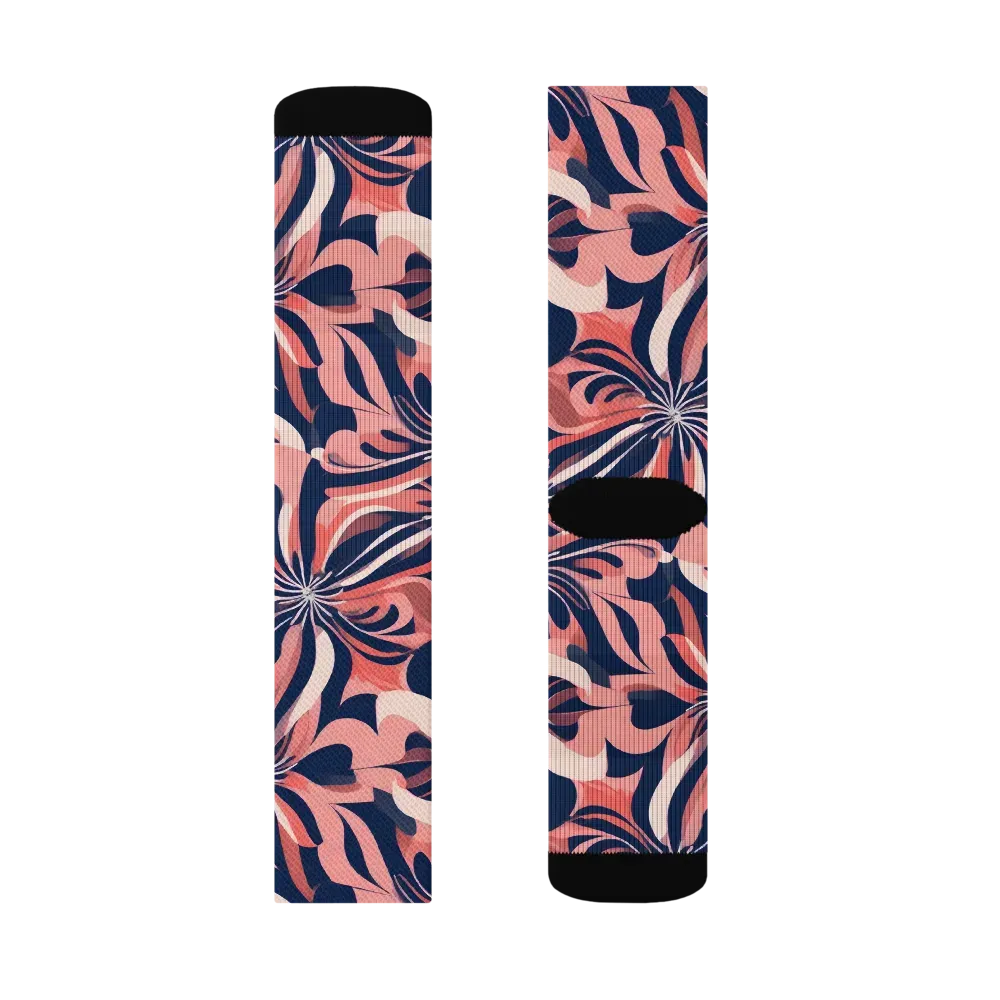 Navy Petal Voltage on Socks — Right Sock