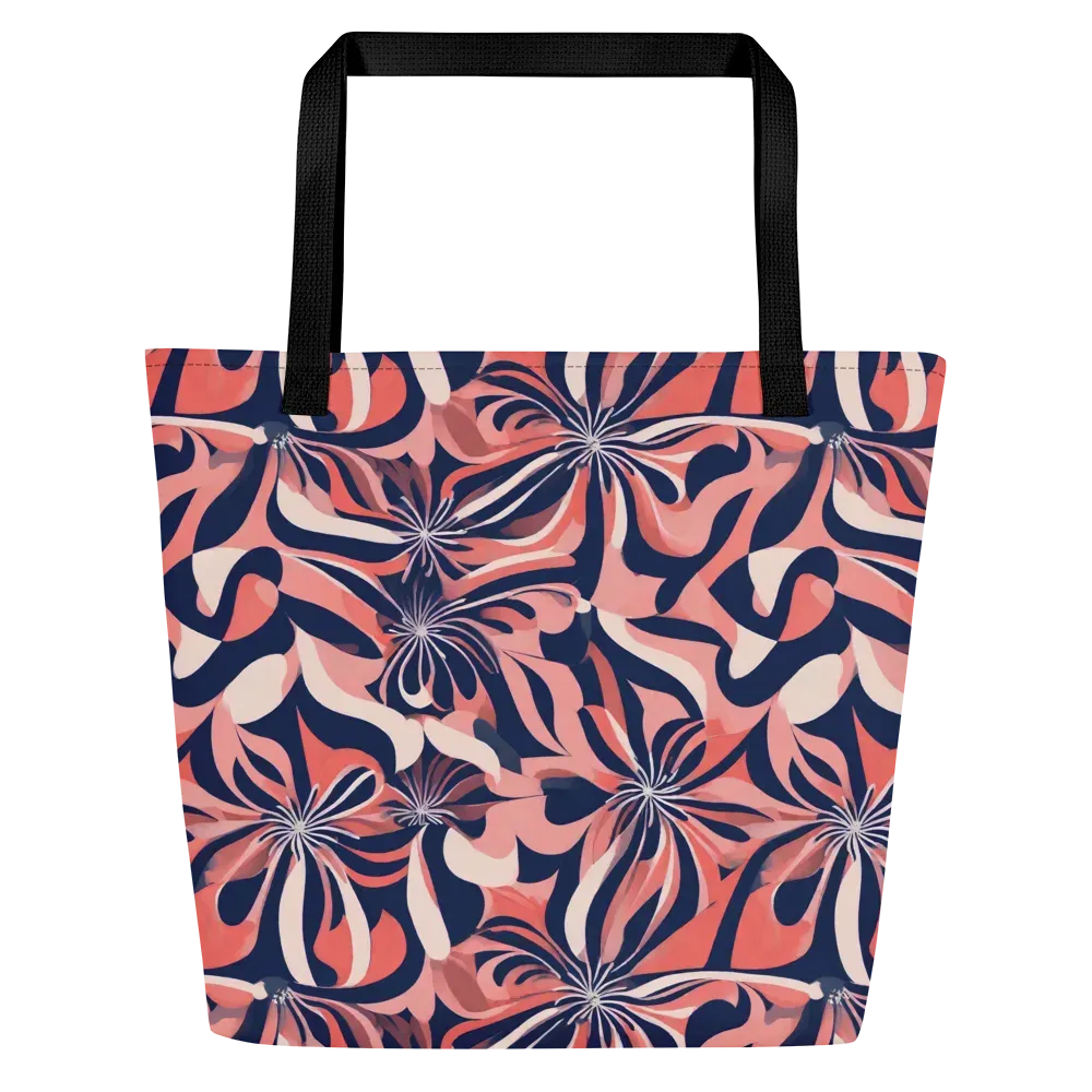 Navy Petal Voltage on Large Tote Bag W/ Pocket — Front