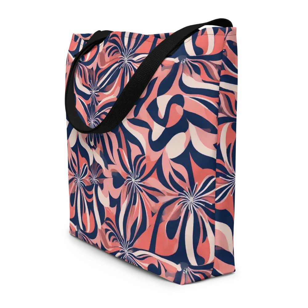Navy Petal Voltage on Large Tote Bag W/ Pocket — Front