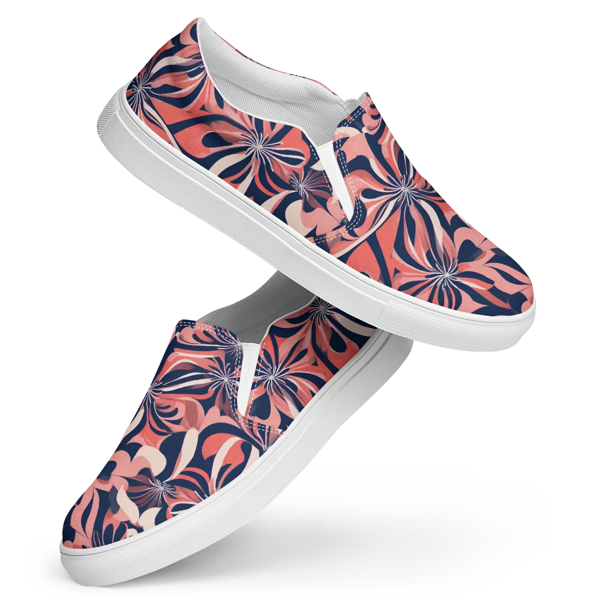 Navy Petal Voltage on Women's Slip-On Canvas Shoes — Front