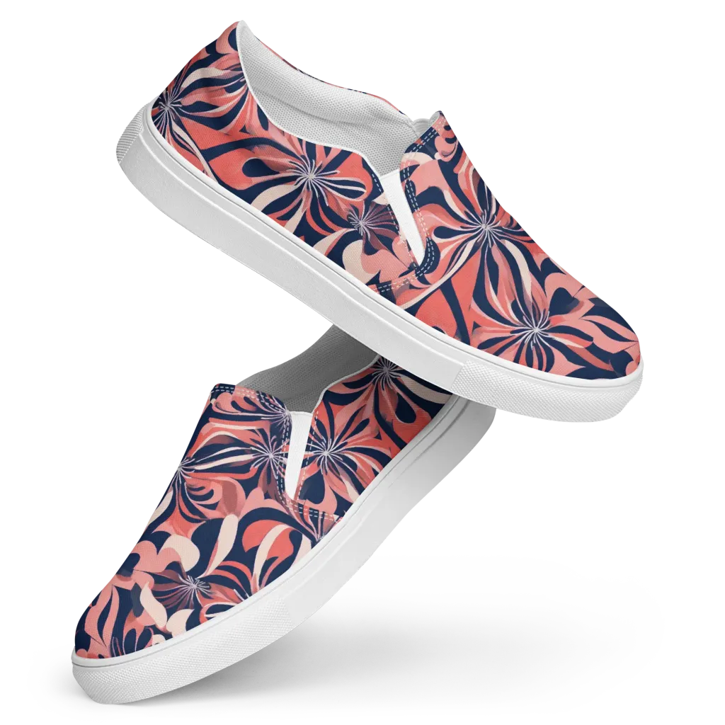 Navy Petal Voltage on Women's Slip-On Canvas Shoes — Front
