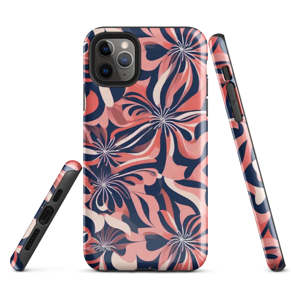 Navy Petal Voltage on Tough Case for iPhone® — Front