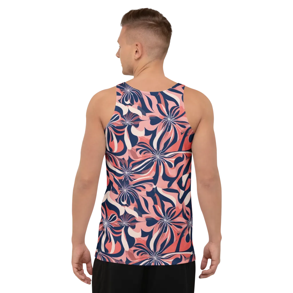 Navy Petal Voltage on Men's Tank Top — Back