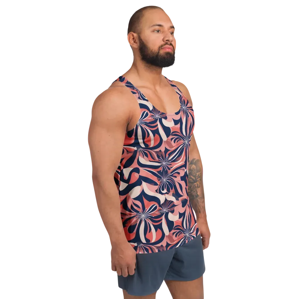 Navy Petal Voltage on Men's Tank Top — Right Front