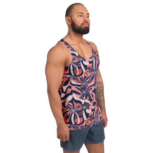 Navy Petal Voltage on a Men's Tank Top