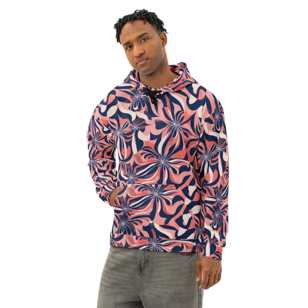 Navy Petal Voltage on Cotton Hoodie — Left Front