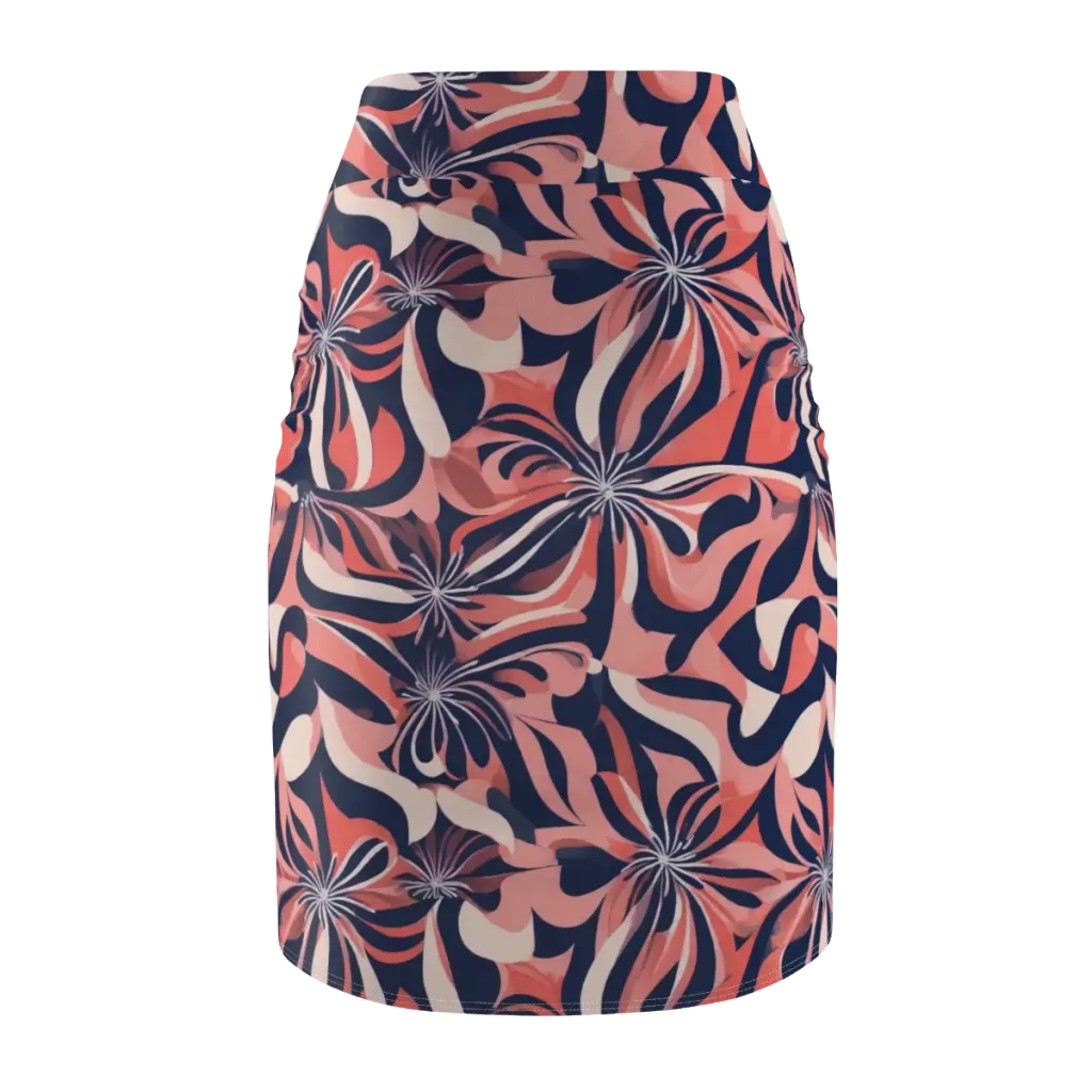 Navy Petal Voltage on Pencil Skirt — Back