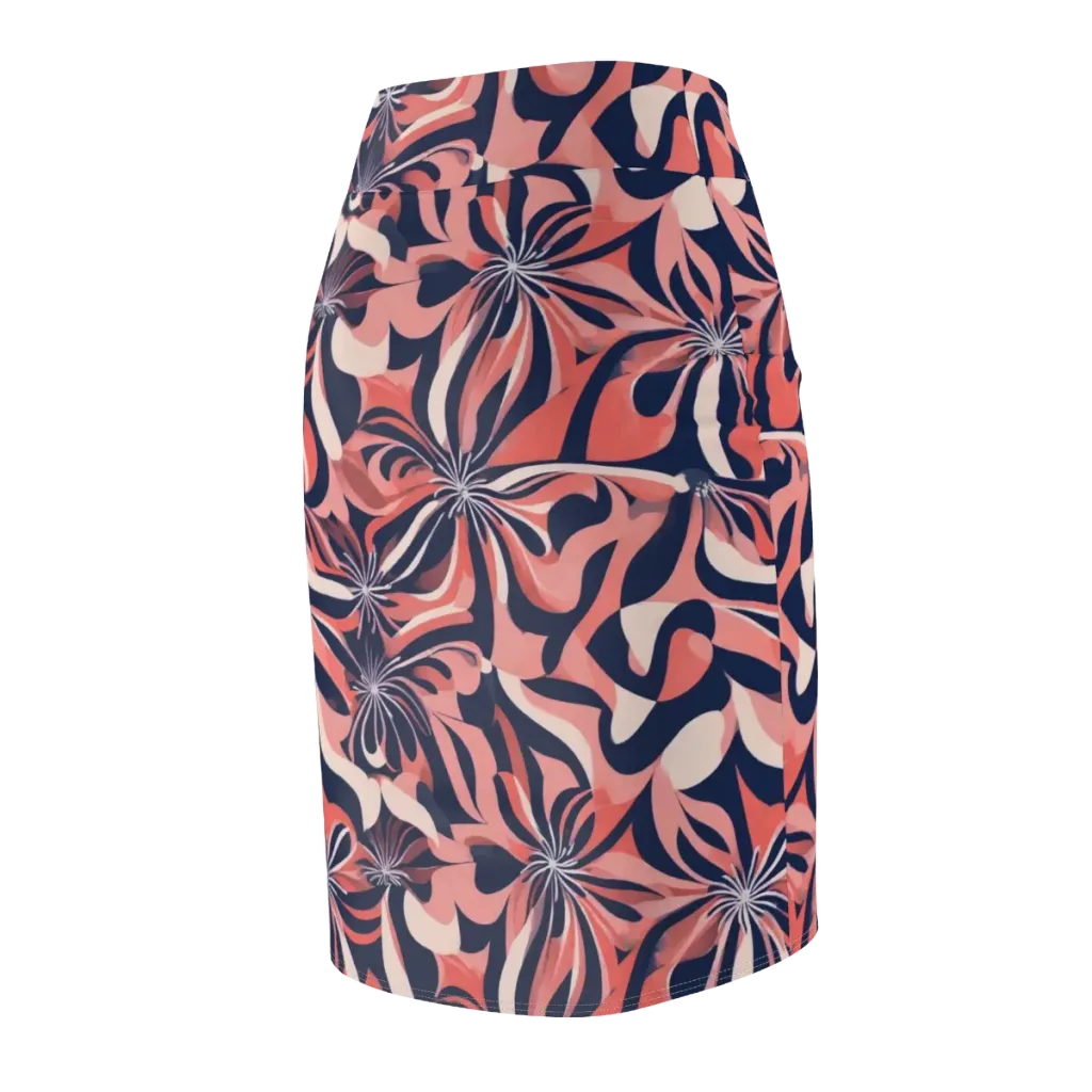 Navy Petal Voltage on Pencil Skirt — Back Side