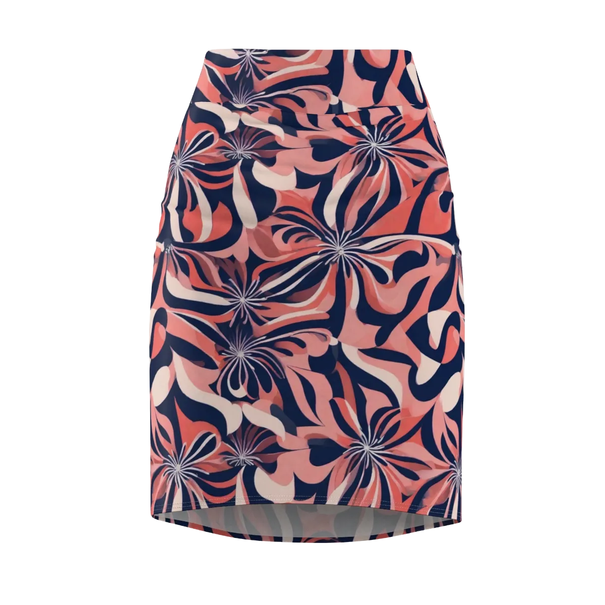 Navy Petal Voltage on Pencil Skirt — Front