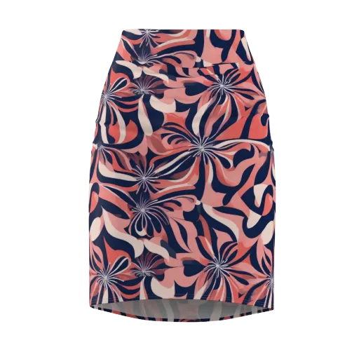 Navy Petal Voltage on a Pencil Skirt