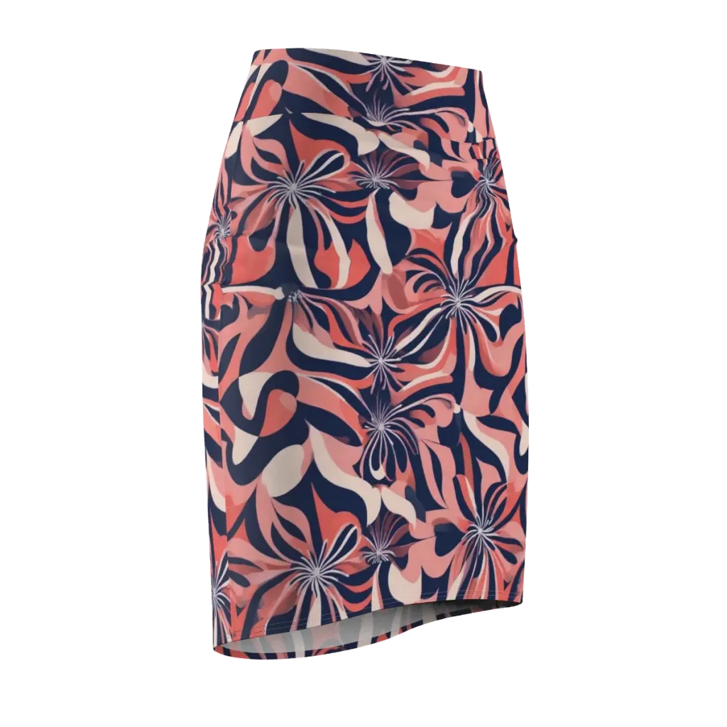 Navy Petal Voltage on Pencil Skirt — Front Side